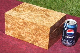 Custom inlaid box with Olive Ash Burl body and lid