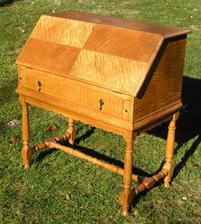 Tiger Maple Open Leg Ladies Desk, stripped and refinished