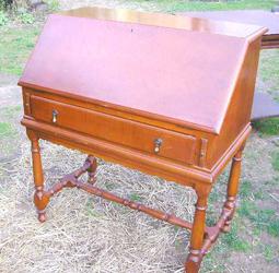Tiger Maple Open Leg Ladies Desk, stripped and refinished
