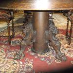 48 inch Round Figural Oak Table with 4 Chairs